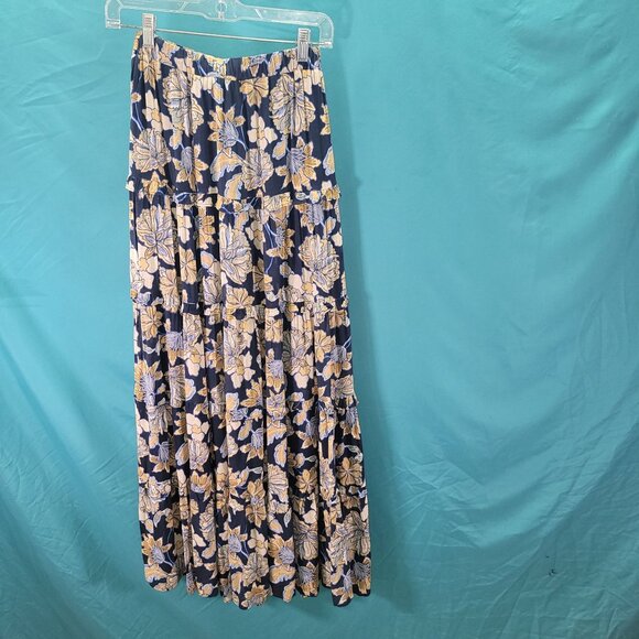 Floral Maxi Skirt By Minkpink X-Small Blue & Yellow Tiered Design Australian Bra - Picture 8 of 10